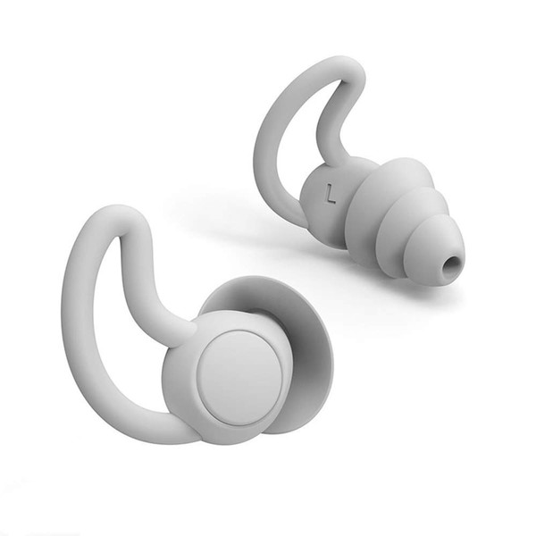 OUKEYI - Tapón para los oídos de silicona reutilizable de alta fidelidad, para dormir (reduce 40 dB), natación, estudio, conciertos, cancelación de ruido y protección auditiva (gris)