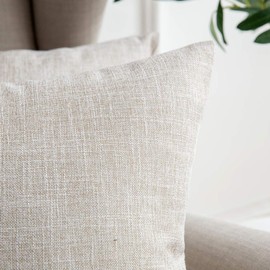 MIULEE Pack of 2 Decorative Throw Pillow Covers Farmhouse Linen Burlap Square Solid Throw Cushion Cover Pillowcase for Sofa Couch 24x24 Inch 60x60 cm Taupe