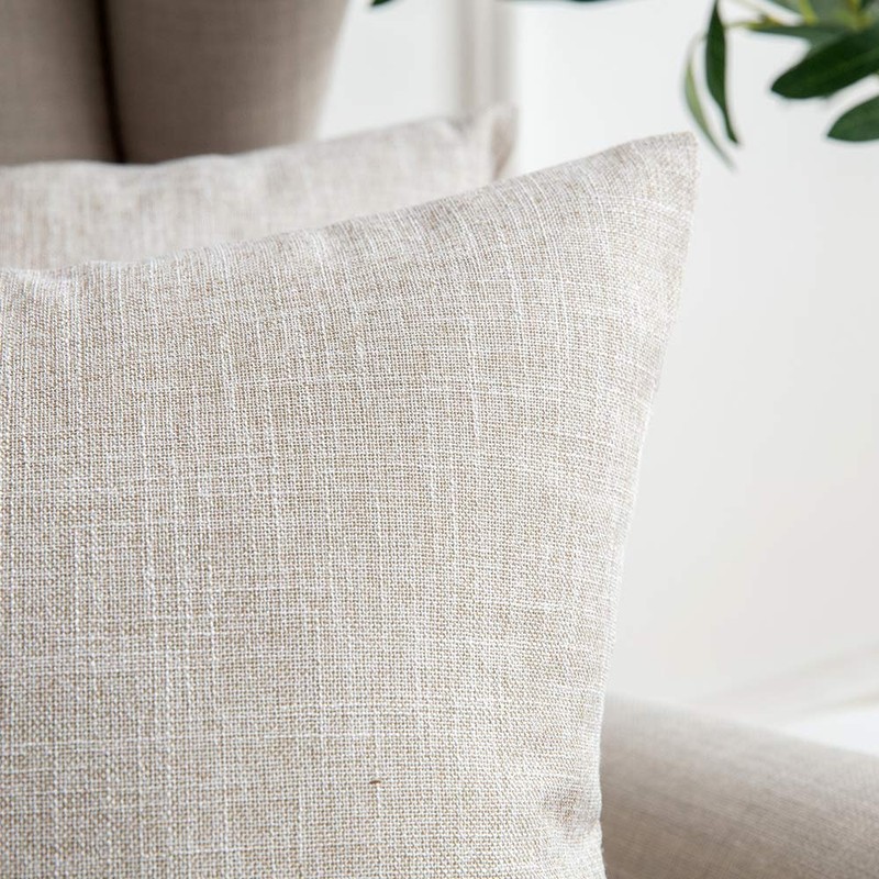 MIULEE Pack of 2 Decorative Throw Pillow Covers Farmhouse Linen