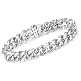 VNOX Cuban Link Bracelet for Men, Chunky Metal Chains Silver Bracelets for Men, Mens Stainless Steel Chain Bracelets Wrist Fathers Day Jewelry Trendy Gifts for Dad Boyfriend, 9.25 Inches