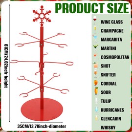 LOYIM Christmas Cocktail Tree Stand Snowflake Tree Drink Holder 3 Tier 12 Holders for Champagne, Martini and Margarita Cups Holder for Christmas Winter Birthday Weddings Bridal Shower Parties