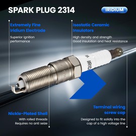 SYKRSS 2314 Iridium Spark Plugs 10 Pack - Compatible with Dodge Charger Challenger Avenger Grand Caravan Magnum Compatible with Chrysler 300, Wrangler Grand Cherokee - Replaces LZTR5AIX13 Spark Plug