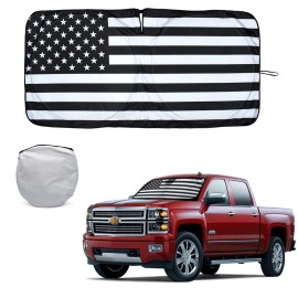 JYMAOYI For 2010-2025 Chevy Silverado 1500 2500 Car Windshield Sun Shade Cover US Flag