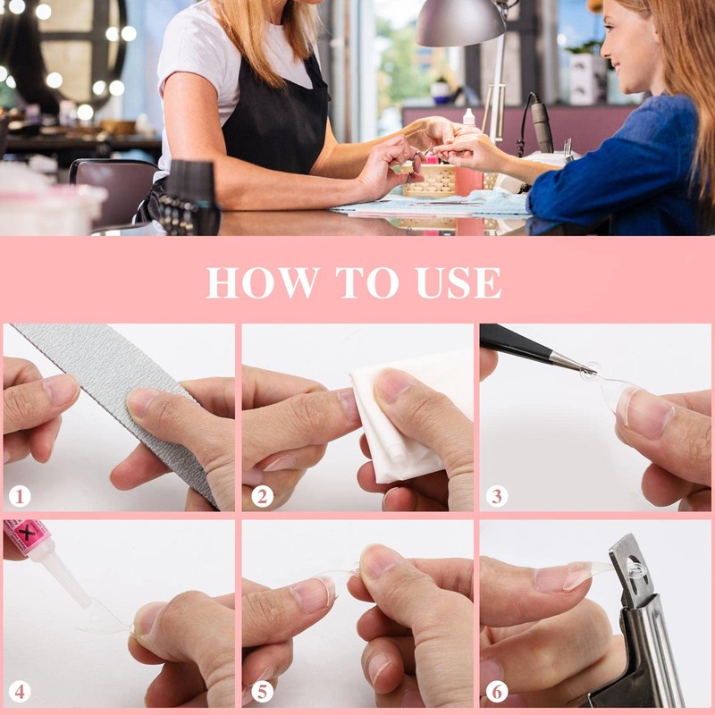 600Pcs Square Short Fake Nails Tips Half Cover Clear Acrylic