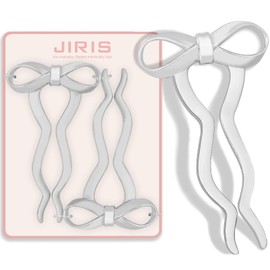 JIRIS 2 Horquillas Francesas De 14 Cm Con Lazo, Grandes, En Forma De U, Para Mujeres Y Niñas, De Metal, Con Estilo Francés, Para Moños Y Recogidos, Elegantes Y Funcionales (Juego De 5, Plateadas)