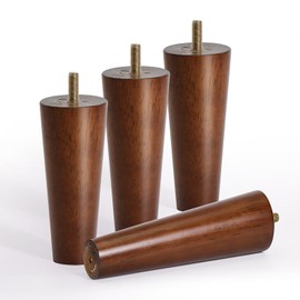 Solid Wood Furniture Legs 6-Inch, Brown Retro Texture Sofa Replacement Wooden Legs Set of 4 for Sofa Feet Cabinet Legs Dresser Legs Couch Legs Couch Feets Chair Legs (4-Pack, 6-Inch)