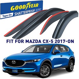 Goodyear Shatterproof Window Deflectors for Mazda CX-5 2017-2022, Tape-on Rain Guards, Window Visors, Vent Deflector Visor, Car Accessories, 4 pcs. - GY003261