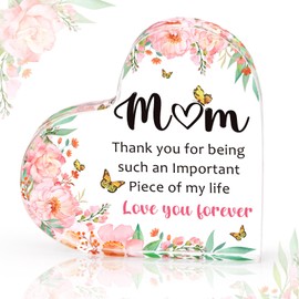 MOTONG Mum Birthday Gifts, Christmas Birthday Gifts for Mum, Acrylic Heart Shaped Plaque Mothers Birthday Gifts, Thankgiving Birthday Presents for Mum,Exquisite Mum Gifts from Daughter Son Mothers Day