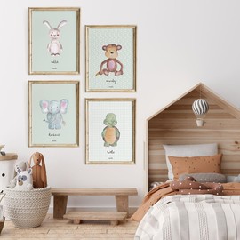 Happymots Children's Room Poster Set of 4 DIN A4 Poster Set Wall Pictures Children's Room Poster Decorative Pictures Children's Room Girls and Boys Wall Poster Premium