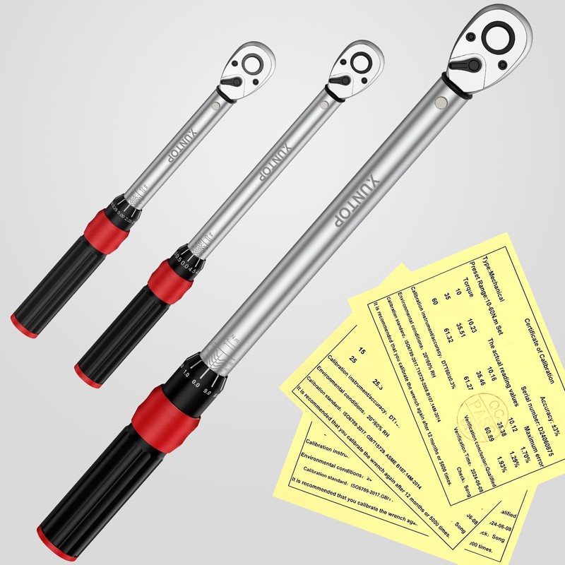 XUNTOP Torque Wrench 1/4 3/8 1/2 inch 3 PCS Drive
