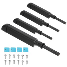 PATIKIL Magnetic Push Latches, 4 Pcs Push to Open Door Latch Cabinet Hardware Hidden Push Touch Latch Closet Tip On Close for Cabinet Drawer Kitchen Wardrobe Door Catches Black