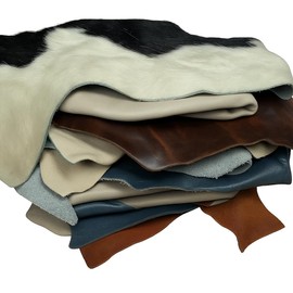 3 lbs Genuine Full & Top Grain Leather Scraps – Mixed Earth Tones – Soft, Flexible Upholstery Remnants for Crafting, Wallets, Keychains, Journal Covers, and More. Colors Vary by Bag