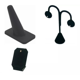 FindingKing 3 Piece Black Jewelry Display - 1 Ring Finger, 1 Necklace Pendant, 1 Earring