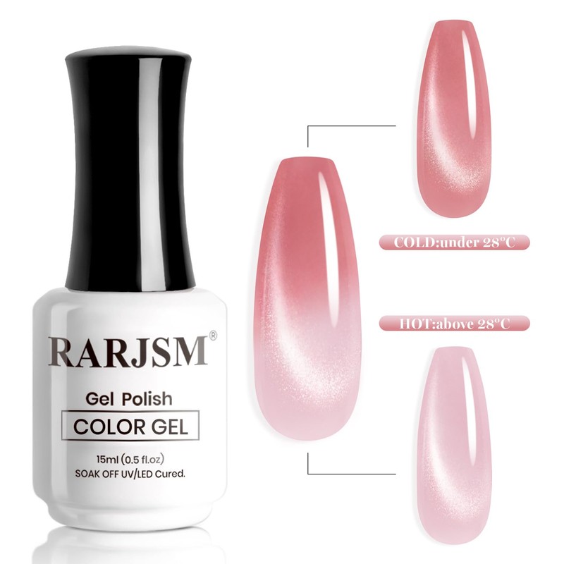 Light Pink to Rosy Pink Thermal Color Change Cat Eye