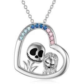 sterling silver JAKE & SALLY NIGHTMARE BEFORE CHRISTMAS  PENDANT NECKLACE
