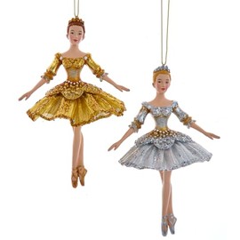 itsisa Tree Decoration Ballet Dancer Gold and Silver (Set of 2) - Tree Bauble Ballerina, Christmas Decoration, Christmas Tree Bauble