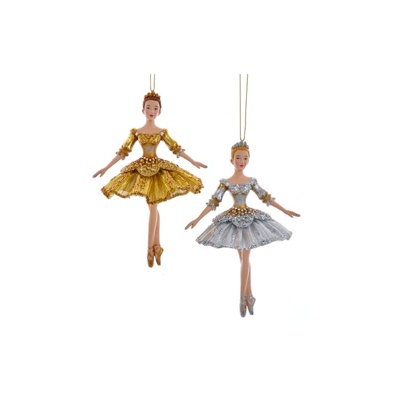 itsisa Tree Decoration Ballet Dancer Gold and Silver (Set of