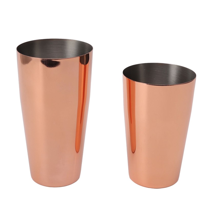 Boston Cocktail Shaker Stainless Steel Rose Gold Glossy Surfaces Leakproof