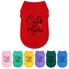 Expressive Polyester Dog Shirt Vest: Soft and Lightweight Puppy Shirt for Small and Medium Dogs, Featuring The Playful 'Cute but Psycho' Slogan Print Shirts Tank Top Red L
