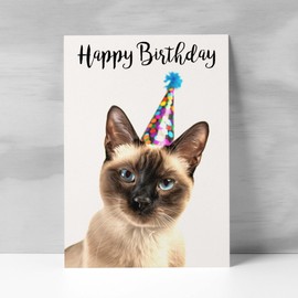 Postcard Prints - Birthday Card For Anyone Birthday Card For Friend Birthday Card For Her or For Him Siamese Cat Birthday Card For Son or Daughter