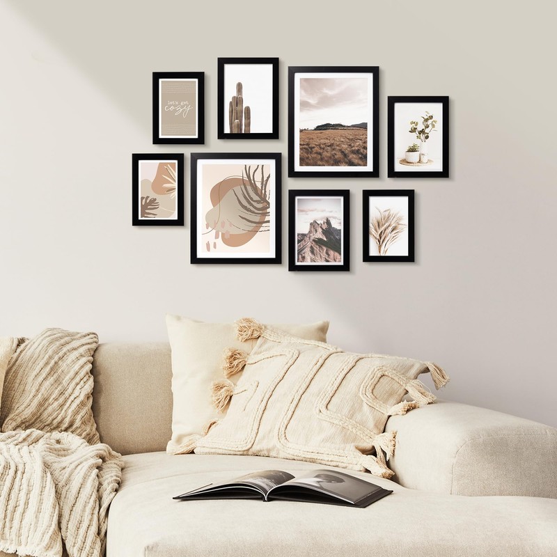 ArtbyHannah 8 Pack Black Picture Frames fo Gallery Wall Set