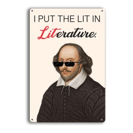 Impressed Funny Tin Sign for English Teacher – Letrero de metal motivacional Shakespear para aulas