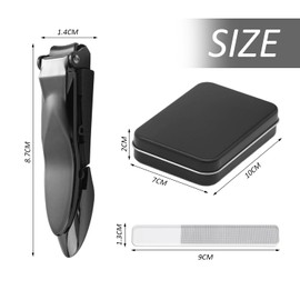 1 Piece Nail Clippers and 1 Piece Steel File, Nail Clippers, Men's Nail Clippers, Sharp Nail Clippers, Stainless Steel Toenail Clippers (Black)