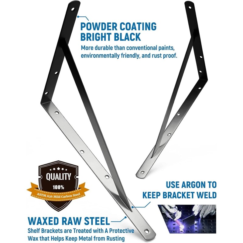 LEOPO 18 Inch Heavy Duty Shelf Brackets & Supports, 90