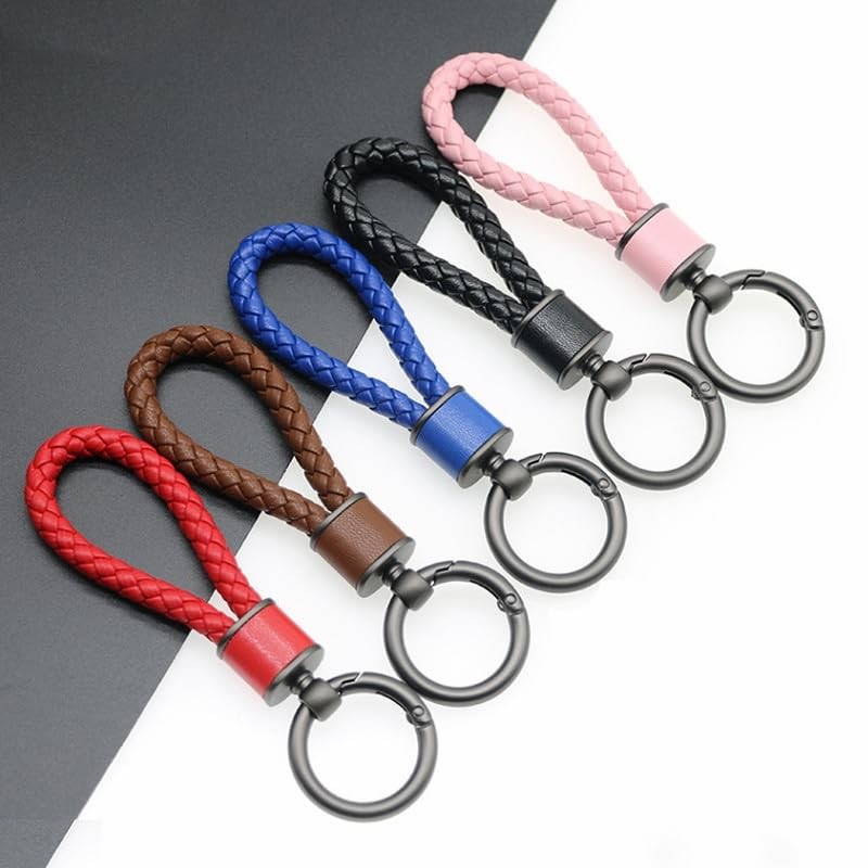 Rockyu Keychain, Men's, Women's, Braided Leather, Car Key Ring, Simple,