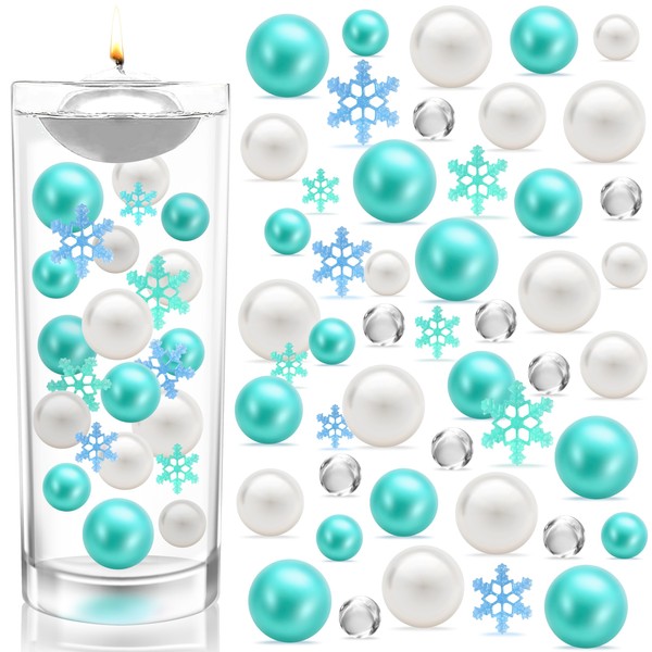 10000+ DIY Floating Vase Filler Kit,Christmas Vase Fillers, Including10000PCS Water Gel Beads, 80PCS Pearls,50PCS Snowflake for Christmas Party Festival Decors