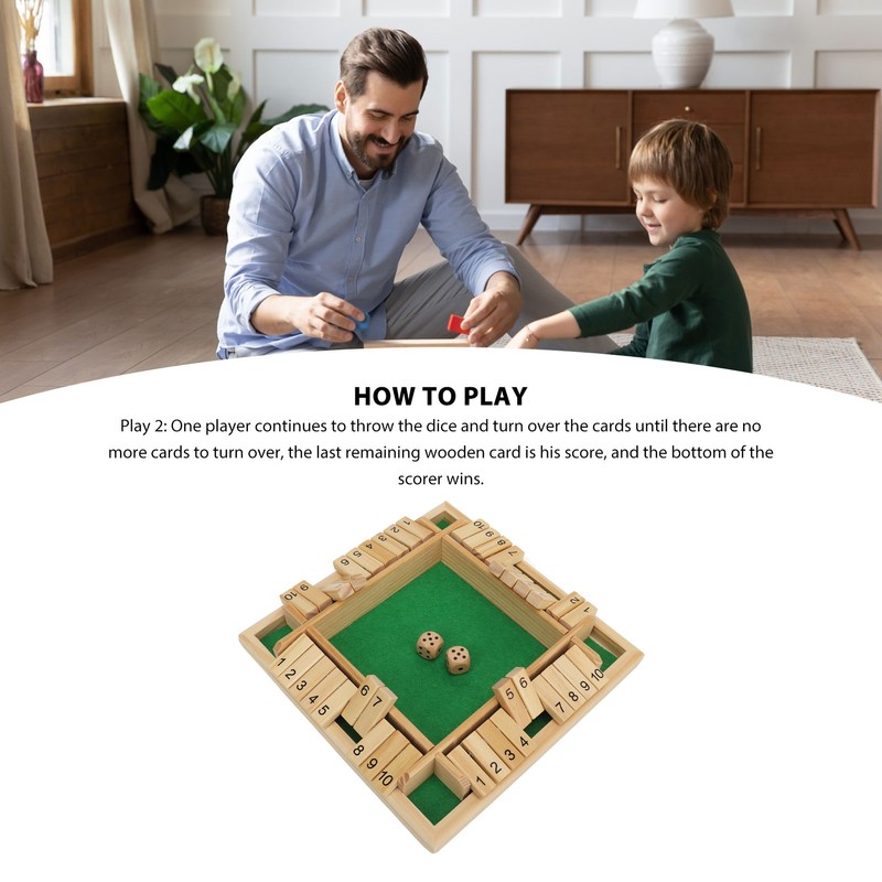 Four Sided Flop Game for Kids Adults Wooden Board Game