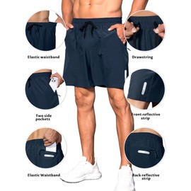 Boyzn Men's 2 Pack 5" Outdoor Hiking Shorts Quick Drying Lightweight Hiking with 3 Zip Pockets Travel Shorts 01-Black/Navy-3XL