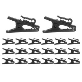 HARFINGTON 25pcs Headphone Wire Clips 0.94" Length Small Headset Cable Clamp Earphone Earplugs Cable Clothing Clip Earpiece Clamp Microphone Cord Hooks for 1.5mm Dia Round Wire, Black