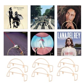 Ilyapa Vinyl Record Holder Wall Mount Record Shelf - 6 Pack 8-inch Gold Metal Vinyl Records Shelf Holder for Display & Storage, Includes Mounting Hardware for Shelves