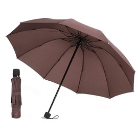 Canotagio Paraguas plegable de bolsillo. Paraguas de viaje compacto para lluvia y Sol UV con funda. Sombrilla para lluvia con secado rápido y de amplia cobertura con 100 cm de Diámetro. Umbrella (Café)