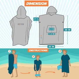 SUN CUBE Kids Changing Robe Surf Poncho, Kids Beach Towels, Hooded Towel For Toddler Bath Pool, Microfiber Quick Dry Wearable Towel Poncho with Hood, Swim Towel for Boys Girls 3-7 Years, Teal Sea Blue