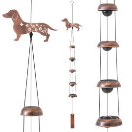 Geelin Dachshund Wind Chimes for Outside Dog Gifts for Women with 5 Bells Condolences 36 Inch Metal Windchimes Memorial Wind Chimes Birthday Gifts Catcher Garden Patio Decor