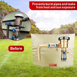 Redford Supply Co. Cold Snap (5°F) Backflow Preventer Insulation Cover, 28" W x 20" H, Pipe Insulation, Water Sprinkler Covers for Outside, Sprinkler Backflow Cover for Winter, Well Pump Bag (Beige)
