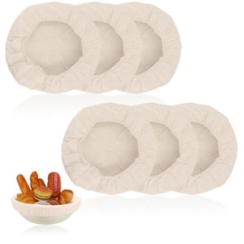 Rimoev 6 Pcs Bread Proofing Basket Cloth Liner, 10 Inch Baking Dough Basket Cover, Round Baking Dough Basket Cover Cloth for Bakery Home, Baking Professional Bread, Fermentation Cloth
