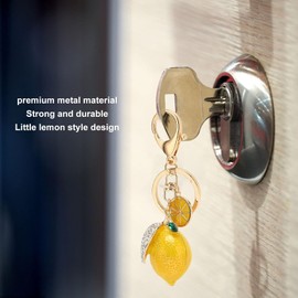 Little Lemon Keyring, Llavero de Rebanada de Limón, Metal Fuerte Little Lemon con Diamantes de Imitación Colores Exquisitos Llavero de Limón para Billetera(Amarillo)