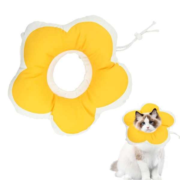 Cat Cone Collar,Sunflowers Waterproof Pet Recovery Collar,Adjustable Cat Collar to