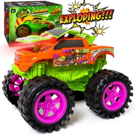 Exploding Monster Truck Toy with Explosive Crash Sounds and Lights, Smash It Up Again and Again, 8.7” Monster Truck Toys for Boys Kids Ages 3, 4-7 & Above | Toddler Toys for 3 Year Old Boys Gift