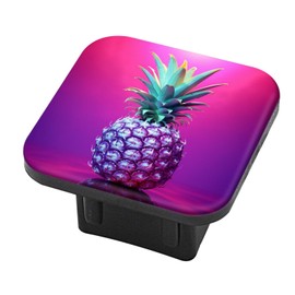 Hitch Cover Fits for 2-Inch Hitch,Vibrant Pineapple with Neon Purple Background Rubber Trailer Hitch Cover Tube Plug Insert,Car Exterior Accessories, Receiver Tube Hitch Plug