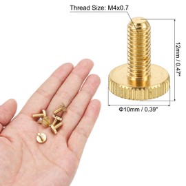 PATIKIL M4x12mm Knurled Thumb Screws, 15 Pack Flat Tip Brass Bolts Grip Knobs Fasteners with Straight Shoulders for Lighting Furniture Electronic Mechanical