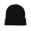Nayt Long Solid Plain Cuffed Beanie Knit Hat (Black)