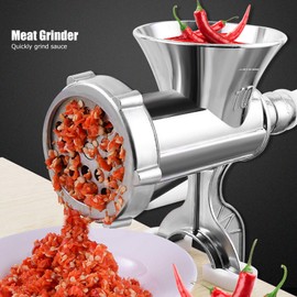 Manual Meat Grinder, Multifunctional Heavy Duty Meat Mincer Sausage Stuffer, Hand Crank Food Grinding Machine with Tabletop Clamp, Dish Washer , for Meat, Sausage, Home Use