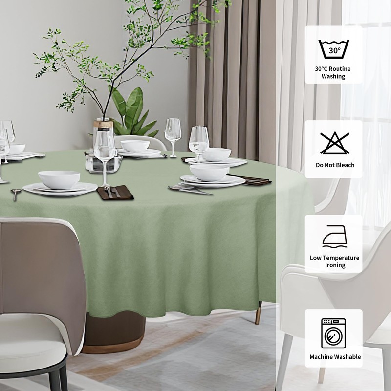 Easy-Going Faux Linen Waterproof Spill-Proof Tablecloth Stain Resistant Round Table