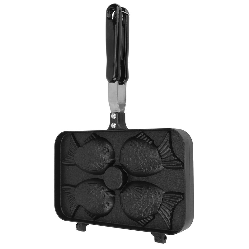 Taiyaki Frypan 4 Grids Non Stick Double Sided with Black