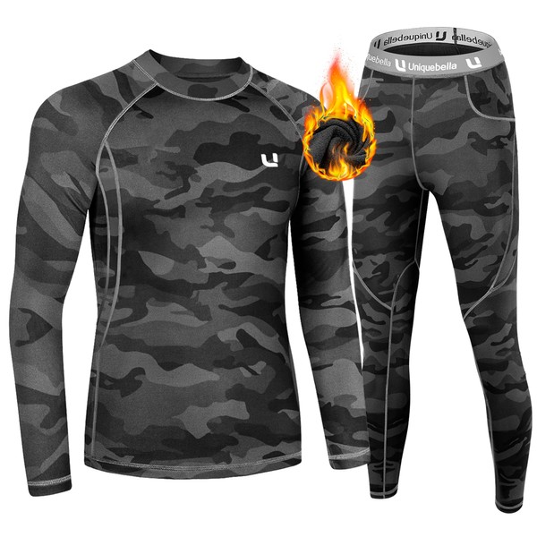 YESURPRISE Men's Thermal Underwear Sets Top & Long Johns Fleece Sweat Quick Drying (Camouflage, X-Large)