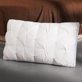 QUTOOL Luxury Hotel Goose Feather Pillow, 100% Cotton Cover, Soft Support Pillow, Suitable for Sleepers on The Back, Sides, and Stomach, Queen Size Bed Pillows Set of 1